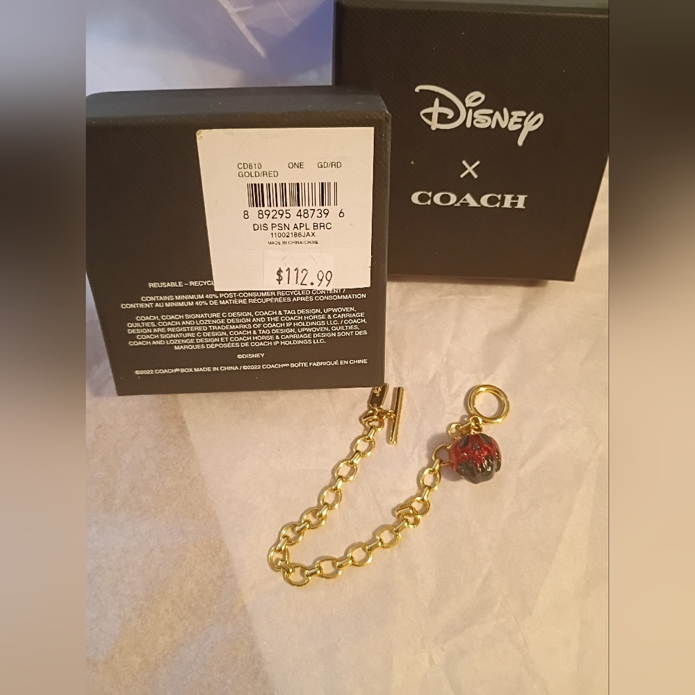 Disney Gold Chain Charm with Red and Black Pumpkin Accent
